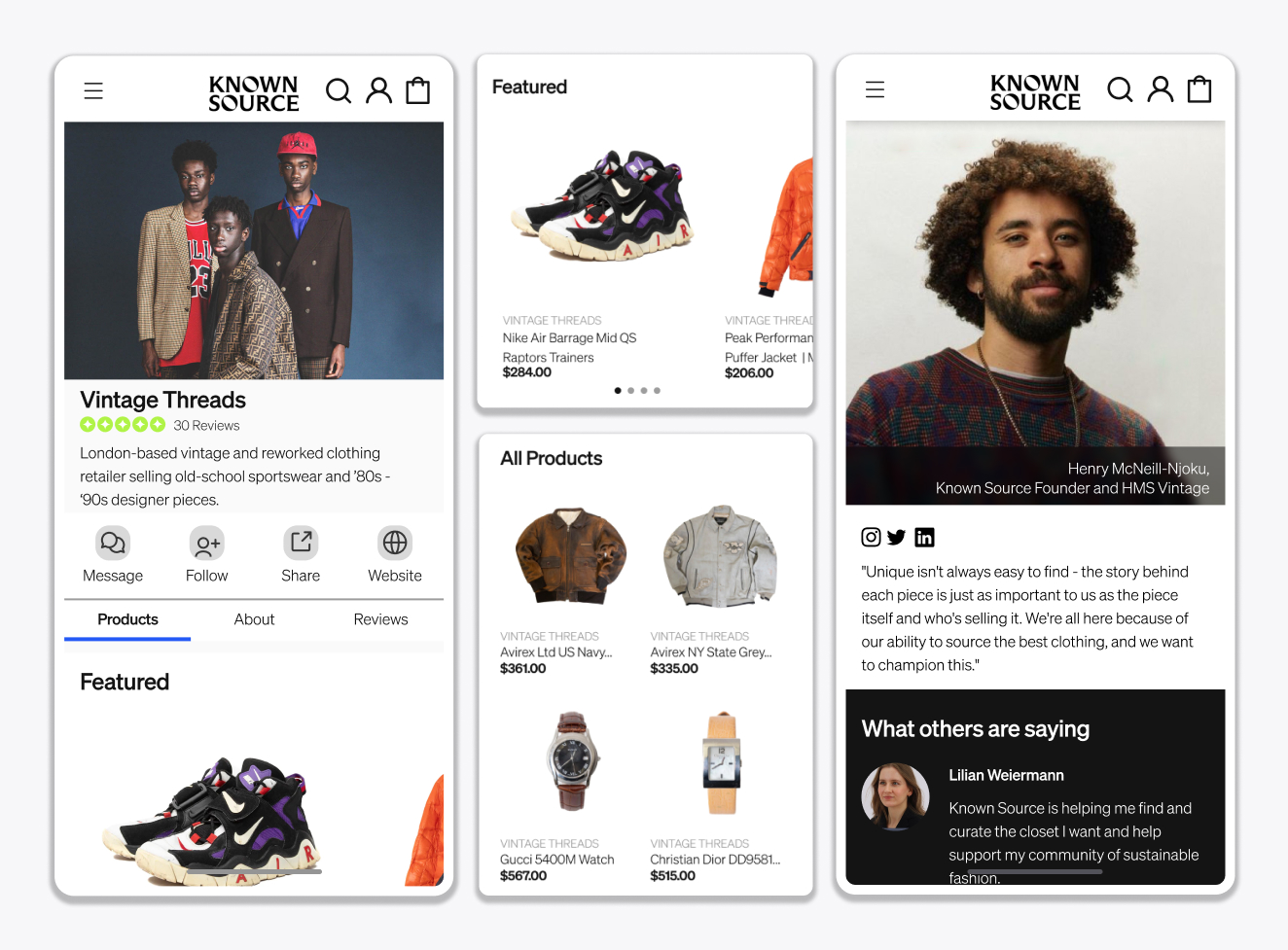 an image reads Known Source Shopping Experience Redesign