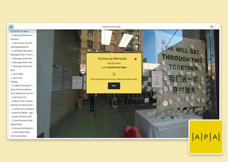 apa institute's achive as a memorial, a screenshot of the web browser screen of the digital gallery for storefront for ideas