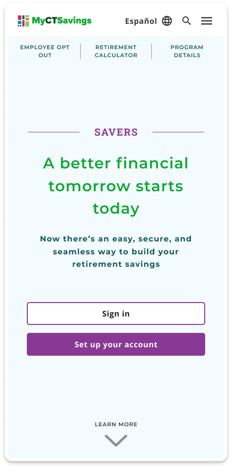 MyCTSavings Website Home Page